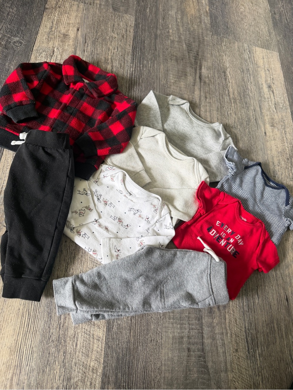 Baby Boy 3-6M Fall/Winter Outfit Bundle Lot 8  Pieces Carters Onesies Pants Coat